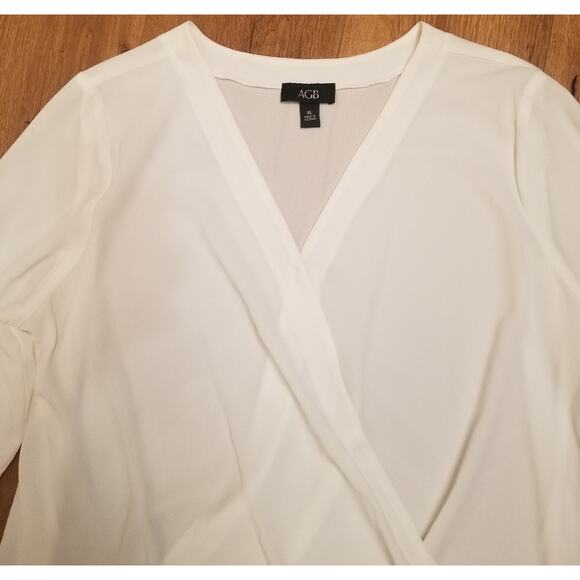 AGB Women's Cross Over Pull On Blouse Elastic Hem Front & 3/4 Sleeves Size XL - Picture 2 of 9